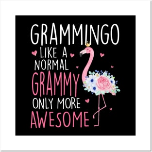 Flamingo Grammingo Like A Normal Grammy Floral Funny Grandma Posters and Art